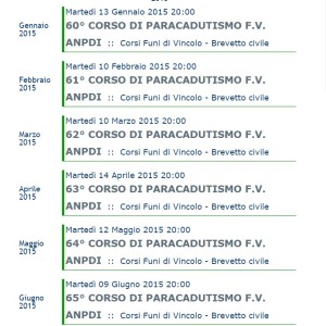 Agenda appuntamento corsi