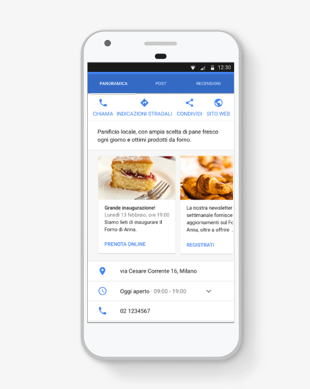 Scheda prodotti Google My Business